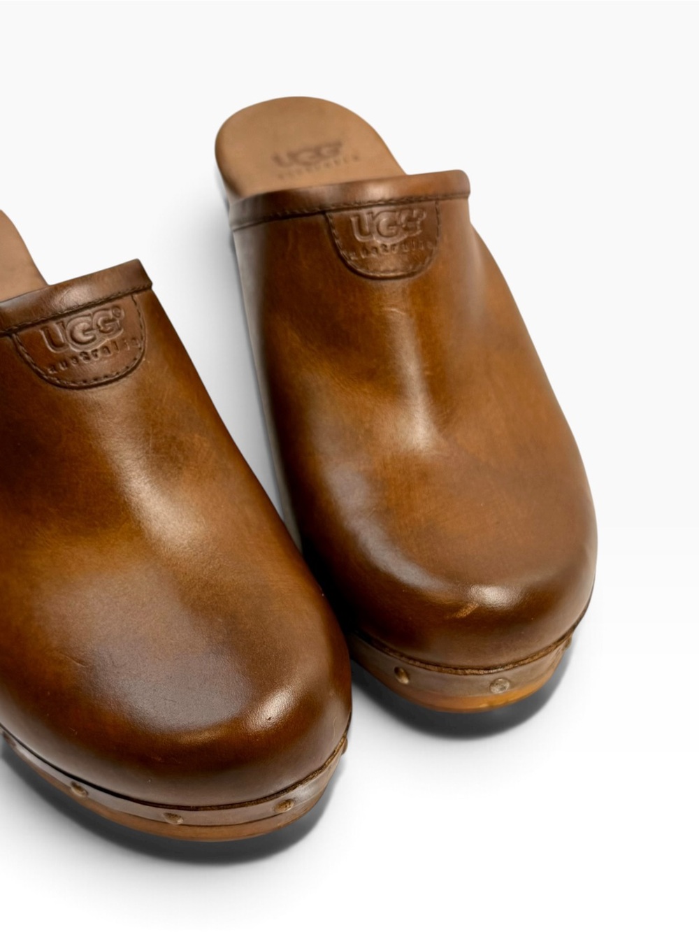 ๐ UGG Sin 1951 Leather Wooden Clogs โ Brown, Size 7 - Picture 9 of 10